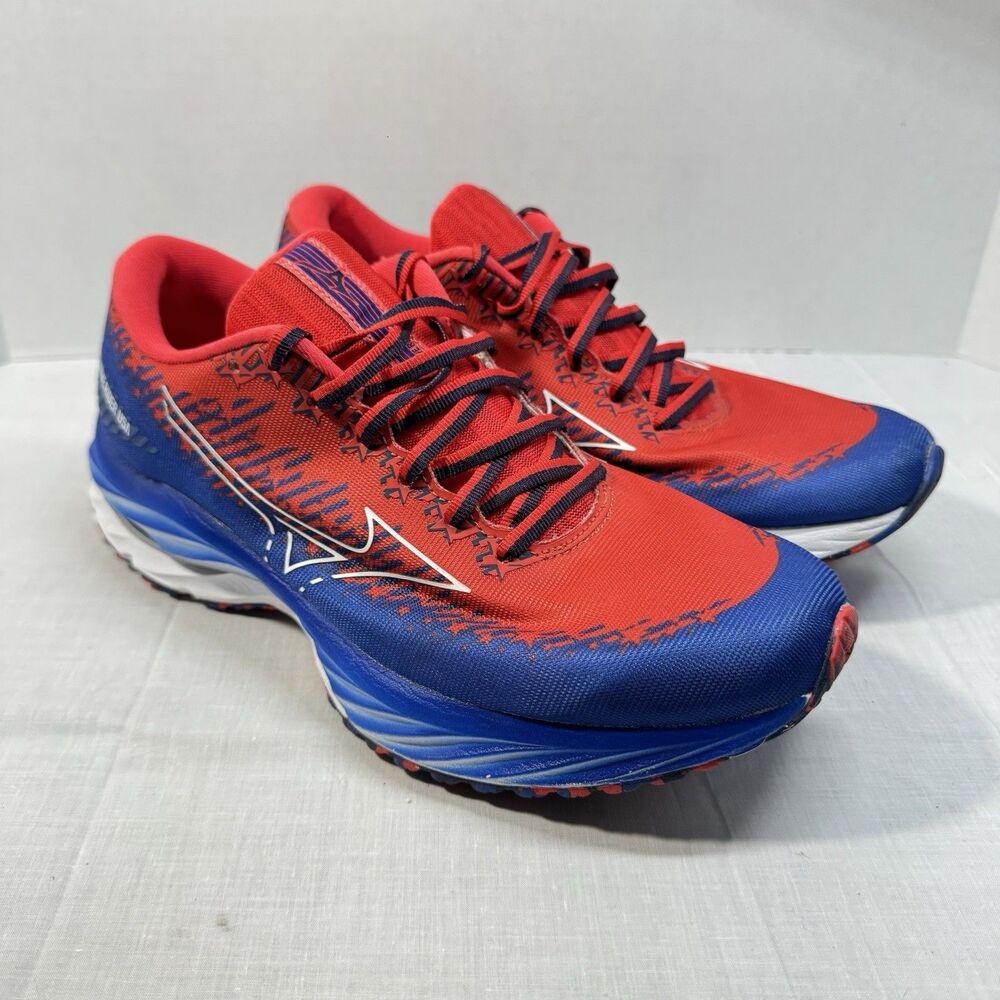 Mizuno Men's Wave Rider 27 Running Shoes USA Red Blue Outdoor Sports Jogging